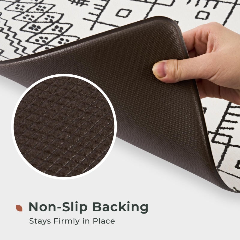 FRESHMINT Anti Fatigue Kitchen Mats for Floor 2 Piece Set, Waterproof & Non-Skid Moroccan Geo Kitchen Rugs, Cushioned Kitchen Mat for Standing Washable Comfort Desk Kitchen Runners, 17x30''+17x47'' - Image 5