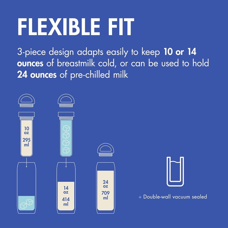 BOON مبرد حليب الثدي المحمول بوون فروسه من الفولاذ المقاوم للصدأ  حافظة حليب الثدي من الفولاذ المقاوم للصدأ  حاوية تخزين الحليب المحمولة من الفولاذ المقاوم للصدأ  زرقاء  تحافظ على حليب الثدي بارداً لمدة تصل إلى 17 ساعة - Image 4