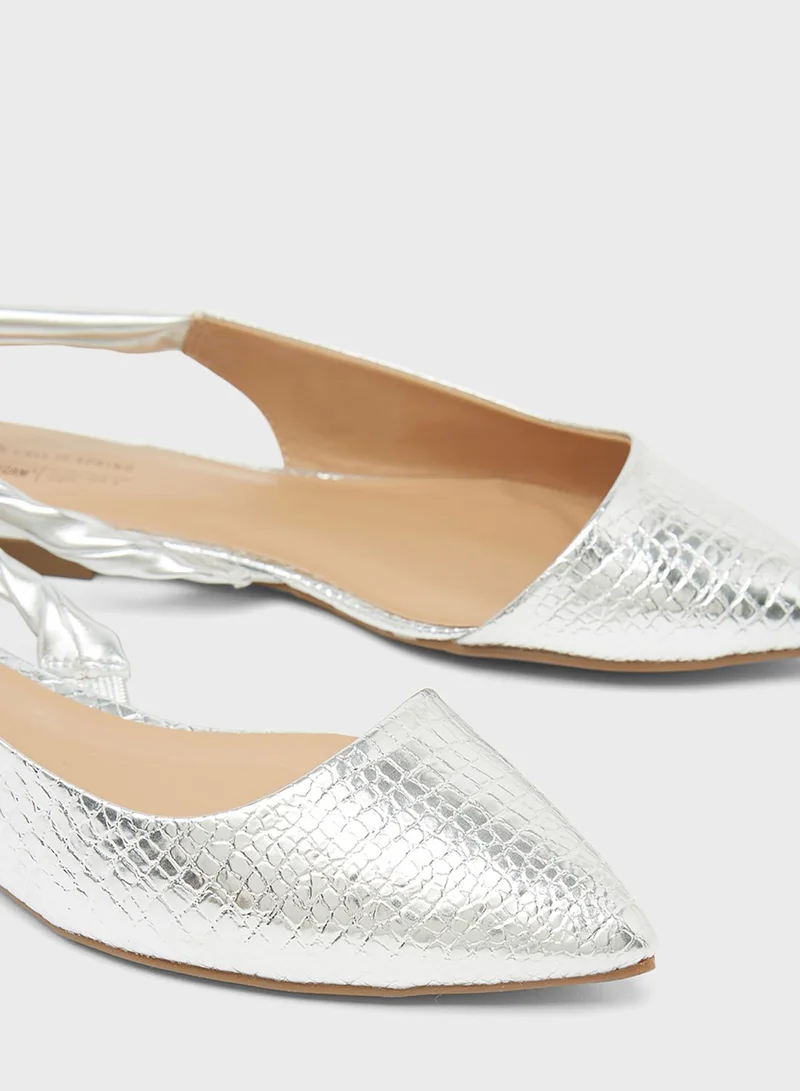 CALL IT SPRING Croc Effect Slingback Flat Sandals