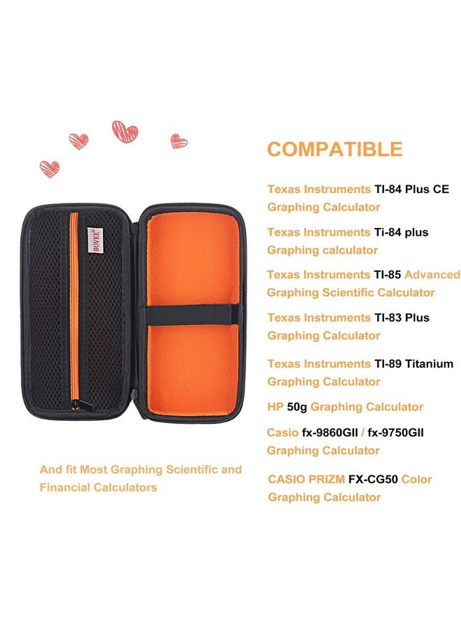 bovke BOVKE Hard Graphing Calculator Case Compatible with Texas Instruments TI-84 Plus CE/TI-84 Plus/TI-83 Plus CE/Casio fx-9750GII, Extra Zipped Pocket for USB Cables, Manual, Pencil, Ruler, Black  - Image 3