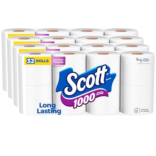 Scott 1000 Toilet Paper, 32 Rolls, Septic-Safe, 1-Ply Toilet Tissue - Image 1