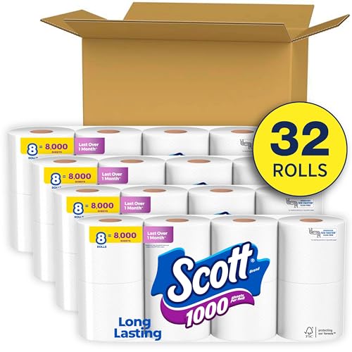 Scott 1000 Toilet Paper, 32 Rolls, Septic-Safe, 1-Ply Toilet Tissue - Image 2