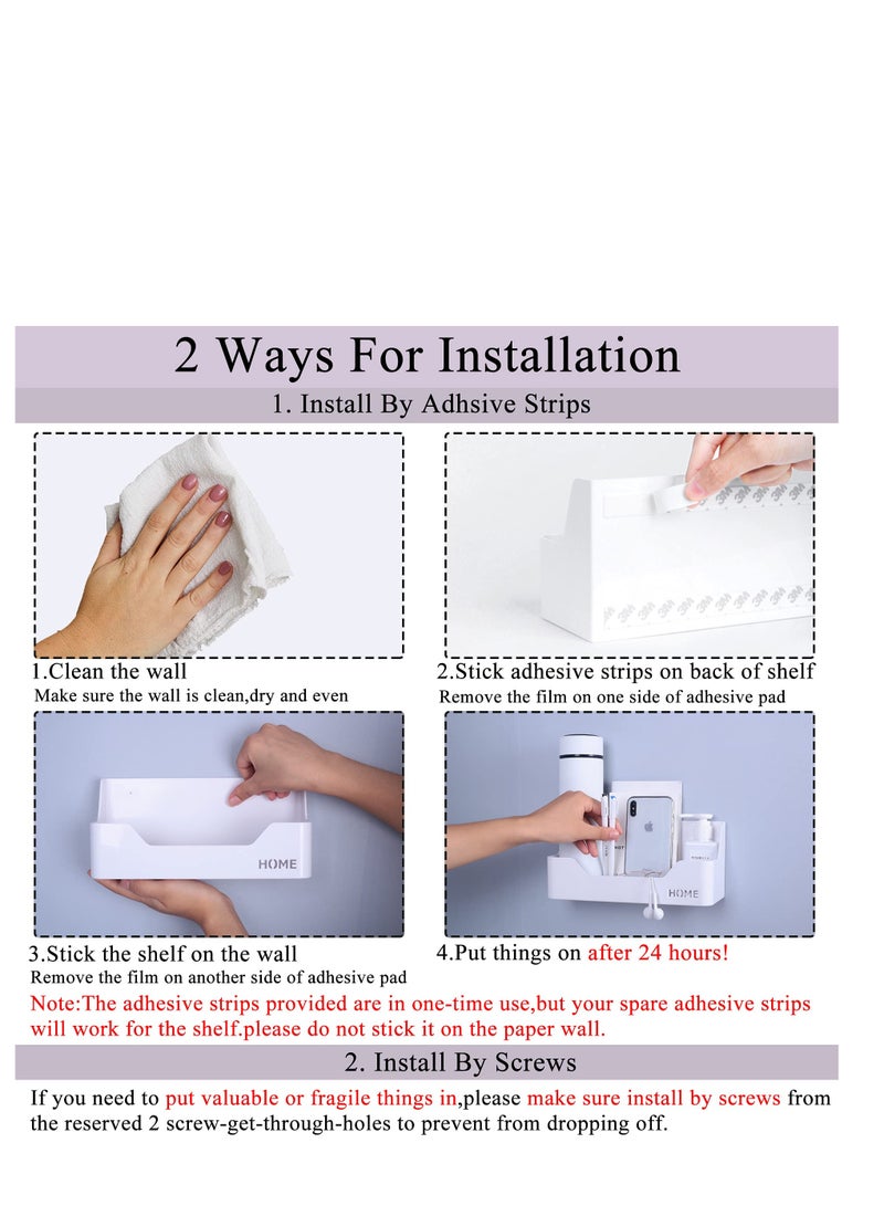 SOLARAE Storage Caddy Shelf, Bedside Shelf Accessories Organizer, Wall Mount Self Stick On, Suitable for Home, Office, Bedroom DÃ©cor (Box Type) - Image 3