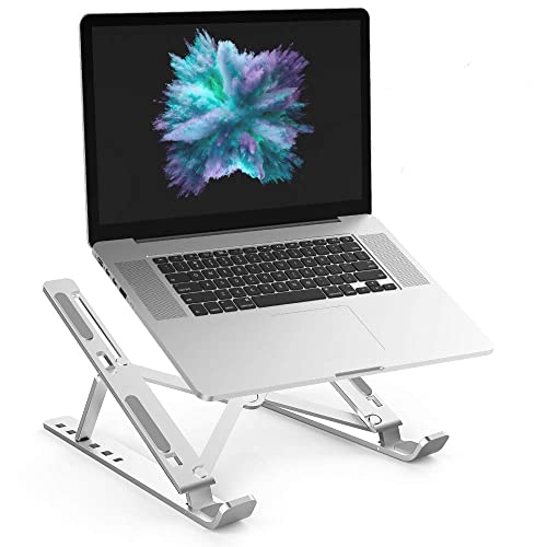 VEROX Adjustable Aluminum Laptop Stand - Ergonomic Foldable Portable Desktop Holder with Ventilated Cooling Design - Image 1