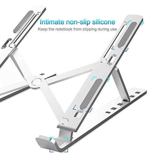 VEROX Adjustable Aluminum Laptop Stand - Ergonomic Foldable Portable Desktop Holder with Ventilated Cooling Design - Image 3