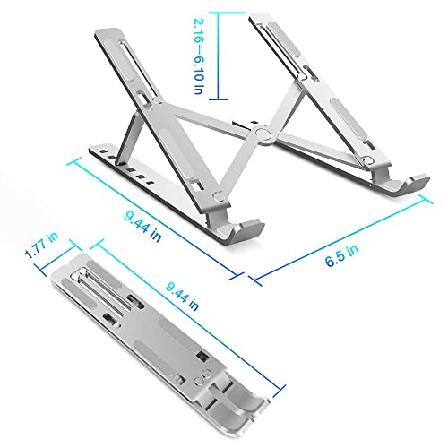 VEROX Adjustable Aluminum Laptop Stand - Ergonomic Foldable Portable Desktop Holder with Ventilated Cooling Design - Image 4