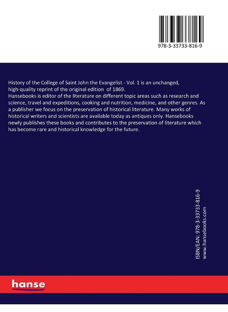 History of the College of Saint John the Evangelist: Vol. 1  - Image 2