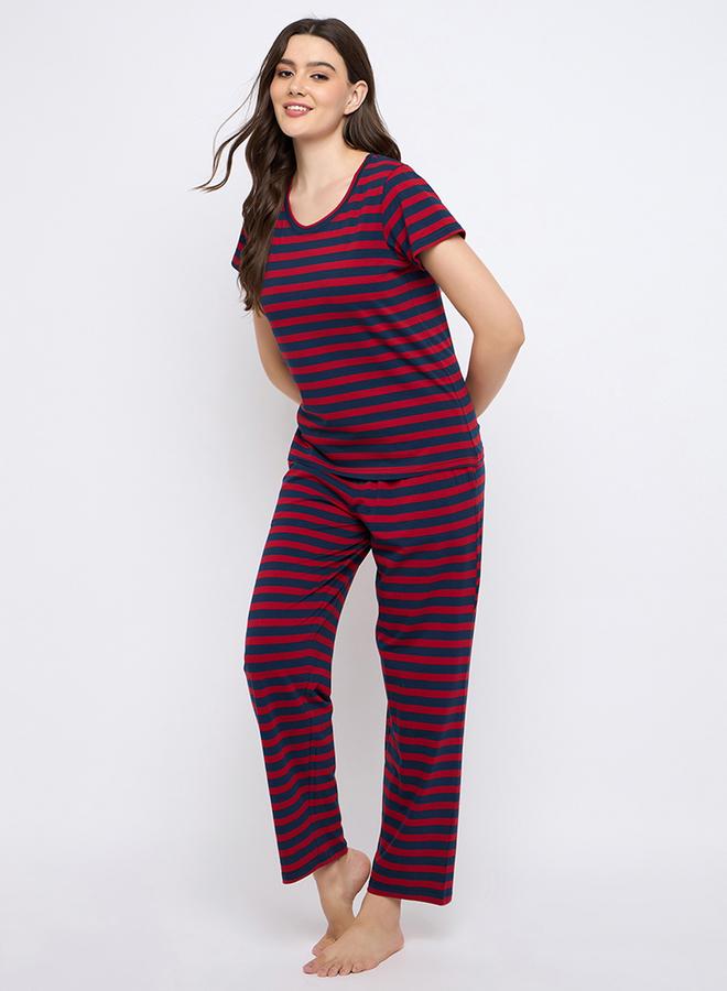 كلوفيا طقم بيجاما وتيشيرت قطن مخطط من كلوفيا - Image 1