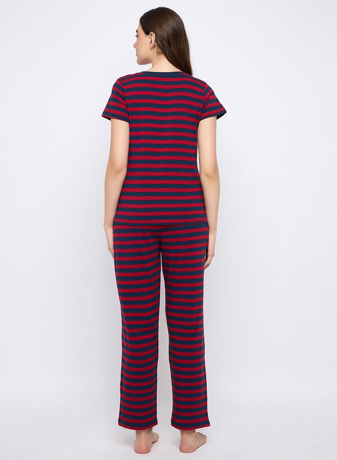 كلوفيا طقم بيجاما وتيشيرت قطن مخطط من كلوفيا - Image 4