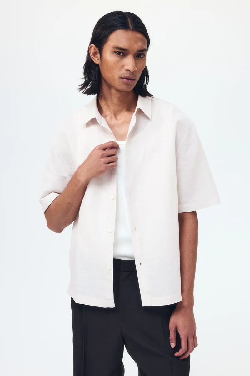 Relaxed Fit Short-sleeved linen-blend shirt