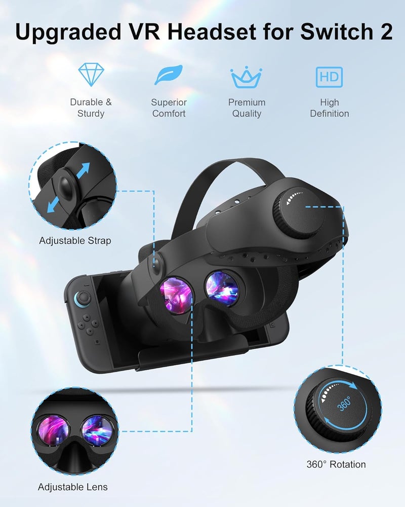STARTRC GAMES Upgraded VR Headset for Nintendo Switch 2 (2025), Switch 2 Virtual Reality VR Glasses with Adjustable HD Lenses and Comfortable Head Strap, Virtual Boy 3D Goggles for Switch 2 Accessories, Black - Image 2