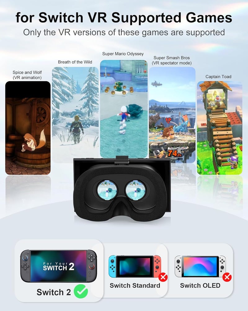 STARTRC GAMES Upgraded VR Headset for Nintendo Switch 2 (2025), Switch 2 Virtual Reality VR Glasses with Adjustable HD Lenses and Comfortable Head Strap, Virtual Boy 3D Goggles for Switch 2 Accessories, Black - Image 3