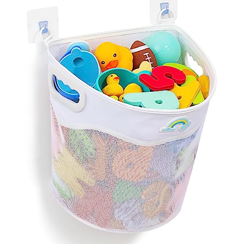 Austion QuickFetch Way Mesh Bath Toy Holder Wide Opening and Large Capacity Bath tub Toy Storage for Easy Access to Toys SpaceSaving WallMounted Bath Toy Organizer Quick Dry Bathtub Toy Holder - Image 1