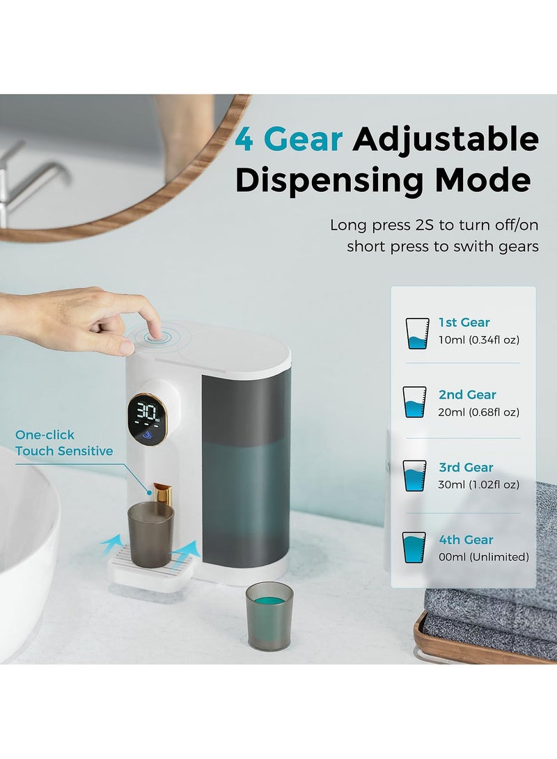 XiuWoo Automatic Mouthwash Dispenser for Bathroom,20.3 Fl Oz Mouth Wash Dispenser with 2 Magnetic Cups,4 Levels and LED Screen, Electric Smart Mouthwash Dispenser for Kids Adults - Image 3