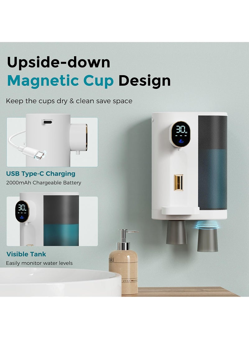 XiuWoo Automatic Mouthwash Dispenser for Bathroom,20.3 Fl Oz Mouth Wash Dispenser with 2 Magnetic Cups,4 Levels and LED Screen, Electric Smart Mouthwash Dispenser for Kids Adults - Image 5