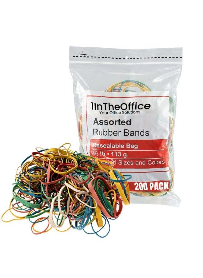 1InTheOffice Colored Rubber Bands 54 Assorted Rubber Bands Size 54 1 4 Lb. Resealable Bag 200 Pack  - Image 2