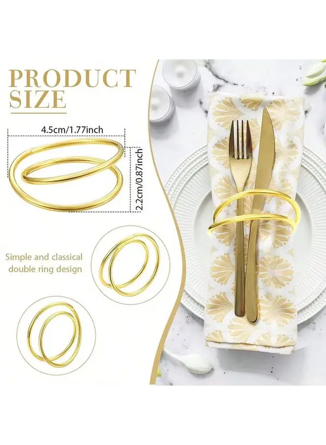 خاتم منديل ذهبي متعدد الألوان مزخرف ومتين من المعدن لتزيين طاولات الولائم وحفلات الزفاف والفنادق - Image 5