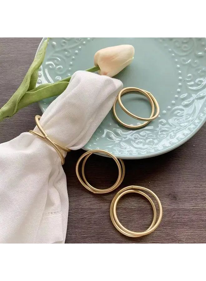 خاتم منديل ذهبي متعدد الألوان مزخرف ومتين من المعدن لتزيين طاولات الولائم وحفلات الزفاف والفنادق - Image 4