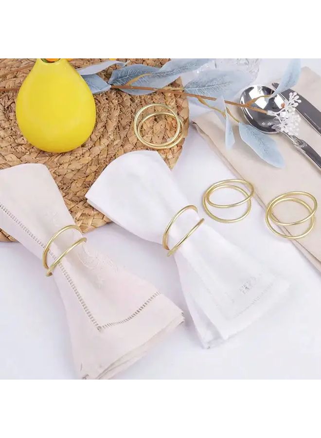 خاتم منديل ذهبي متعدد الألوان مزخرف ومتين من المعدن لتزيين طاولات الولائم وحفلات الزفاف والفنادق - Image 1