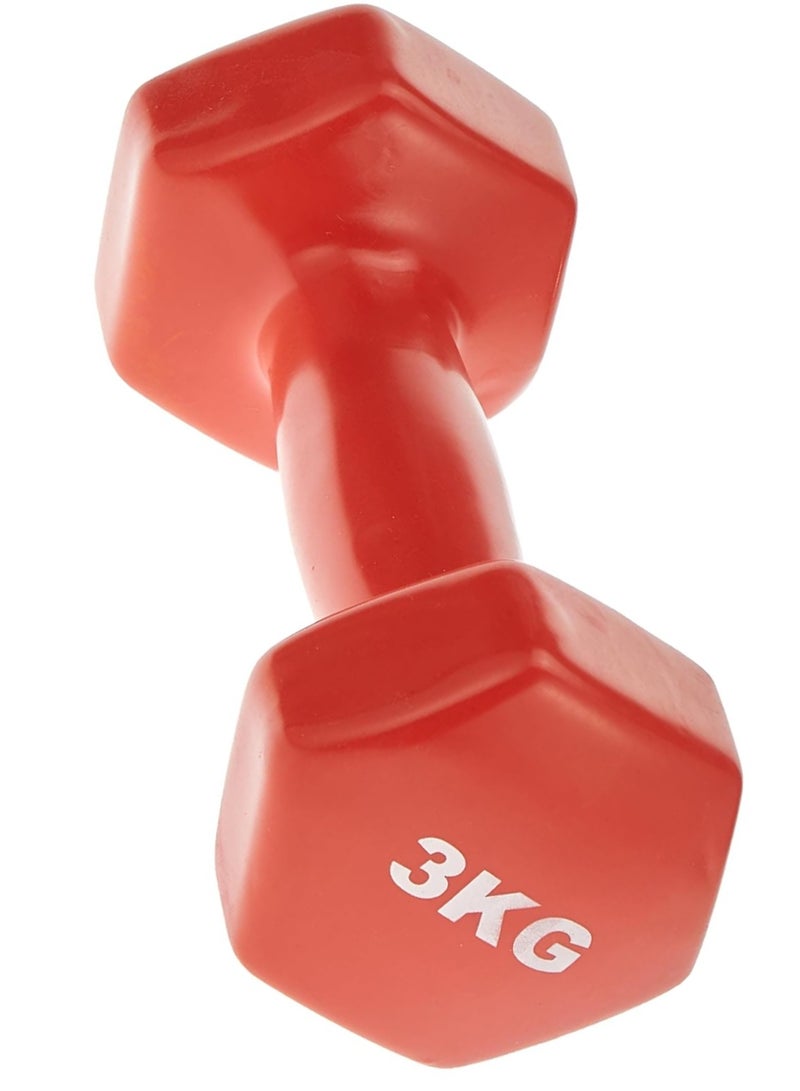 مخطوطات مجموعة من دمبل وأوزان يدوية مكونة من قطعتين - دمبل مغطى بالفينيل للتمرين واللياقة البدنية للاستخدام في صالة الألعاب الرياضية المنزلية، معدات تمارين القوة، أوزان حرة للنساء والرجال (أحمر، 3 كجم × 2) - Image 4