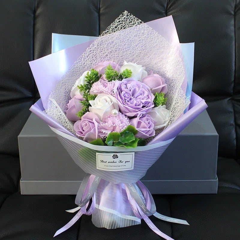 Bluejw ZHUOOU Handmade Rose Soap Bouquet with Dried Plants – Artificial Soap Flowers Gift Box for Mother's Day, Valentine's Day, Birthday – Long-Lasting Fragrant Decorative Arrangement - Image 3