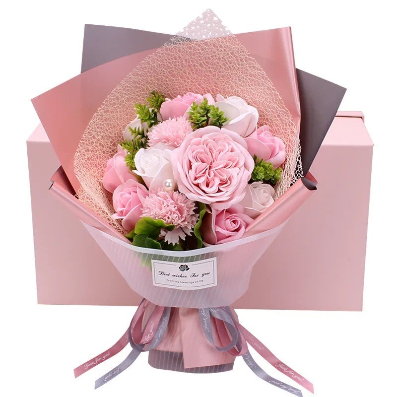 Bluejw ZHUOOU Handmade Rose Soap Bouquet with Dried Plants – Artificial Soap Flowers Gift Box for Mother's Day, Valentine's Day, Birthday – Long-Lasting Fragrant Decorative Arrangement - Image 2