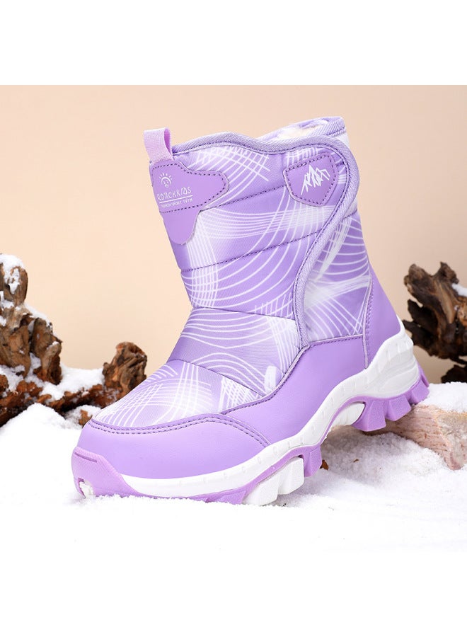 Girls' Snow Boots 205 Winter New High-top Cotton-padded Thickened Warm Boots For Older Boys And Girls