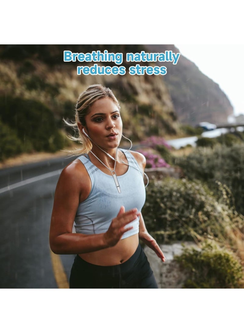 Luckam Mindful Breathing Necklace, Portable Anxiety Relief Tool with Resistance Filter, for Stress Management, Mindful Meditation, and On-the-Go Breathing Exercises, Ideal Gift for Women and Men (Silver - Image 5