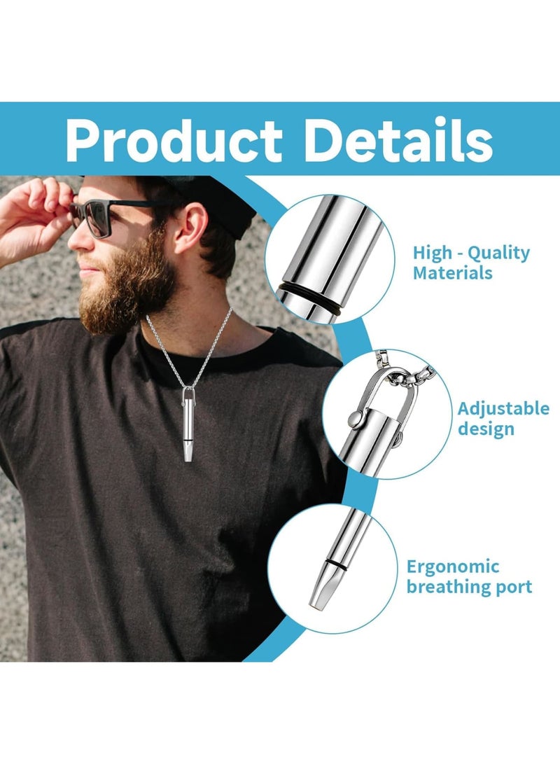 Luckam Mindful Breathing Necklace, Portable Anxiety Relief Tool with Resistance Filter, for Stress Management, Mindful Meditation, and On-the-Go Breathing Exercises, Ideal Gift for Women and Men (Silver - Image 2