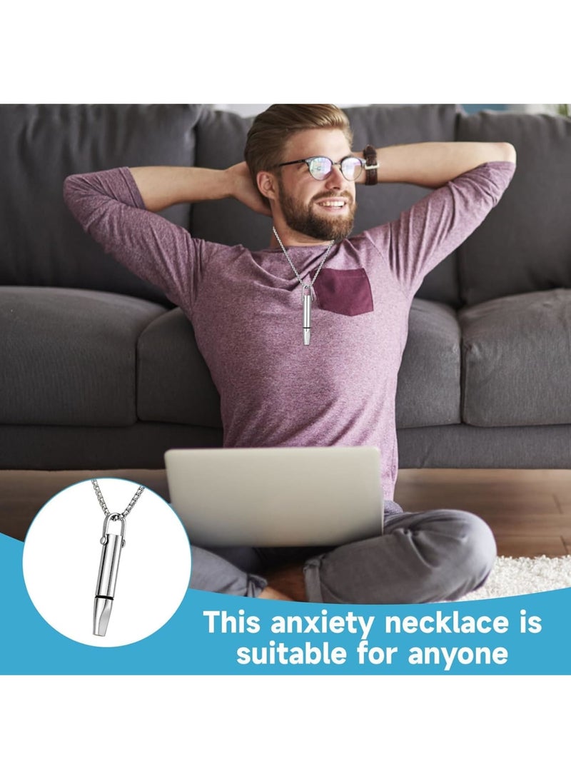 Luckam Mindful Breathing Necklace, Portable Anxiety Relief Tool with Resistance Filter, for Stress Management, Mindful Meditation, and On-the-Go Breathing Exercises, Ideal Gift for Women and Men (Silver - Image 4