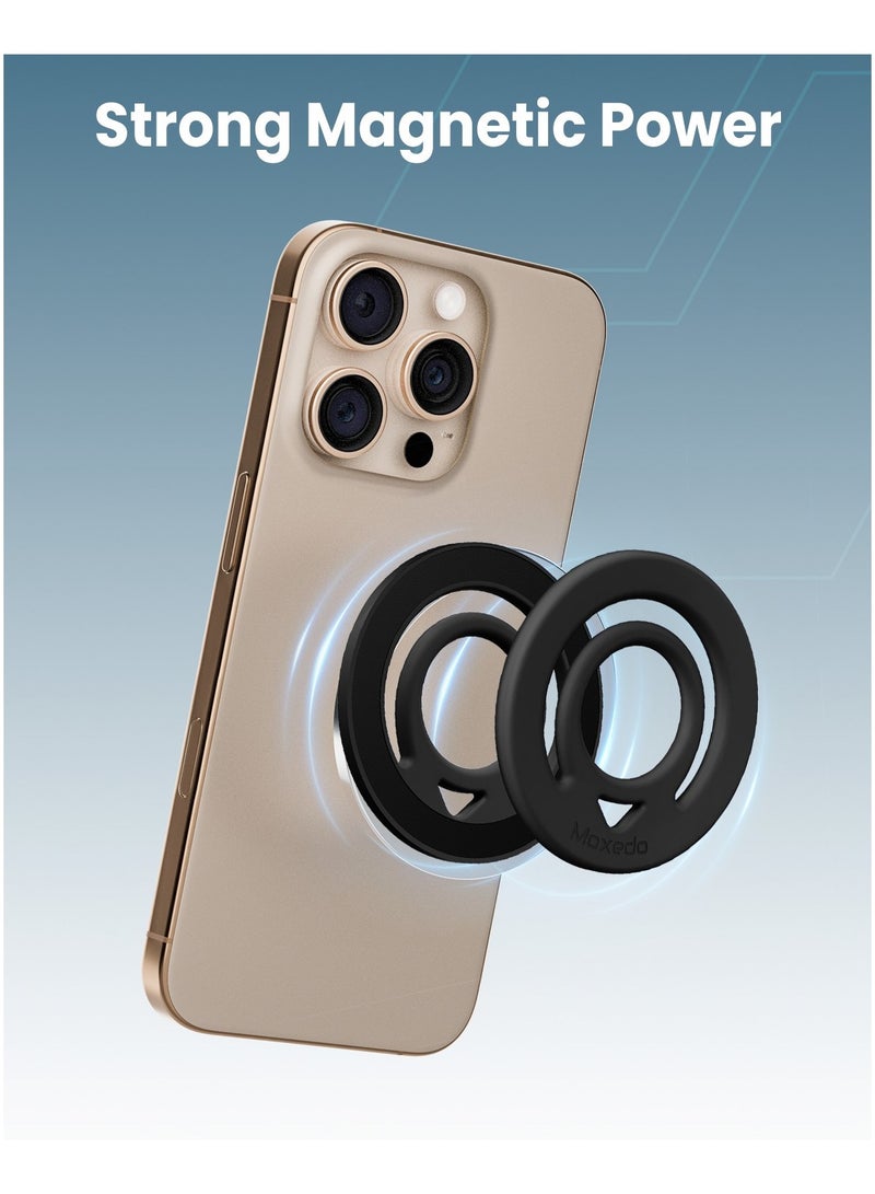 Moxedo Jello-Mag Dual Sided Magnetic Ring Holder, Silicone Magsafe Compatible, Metal Ring Plate for Androids, Smartphones(Black) - Image 4