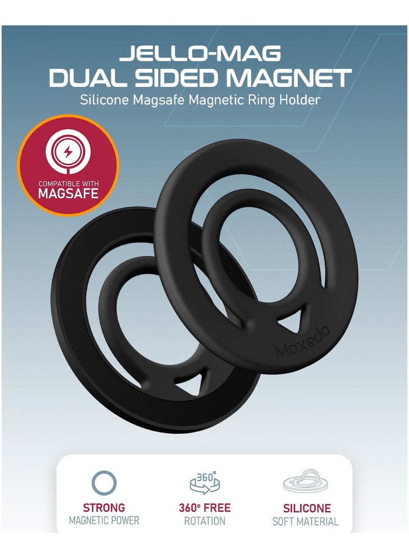 Moxedo Jello-Mag Dual Sided Magnetic Ring Holder, Silicone Magsafe Compatible, Metal Ring Plate for Androids, Smartphones(Black) - Image 5