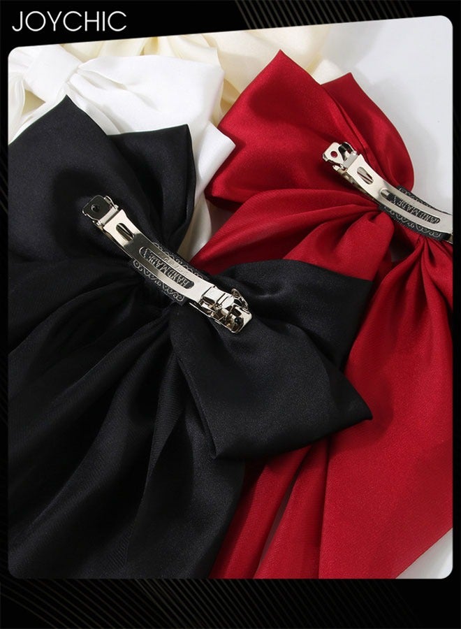 Joychic 3 PCS Big Bow Hair Clips with Long Silky Satin, Long Tail French Hair Bows for Women Girl, Bow Hair Dress up Accessories for Party/Show/Wedding - Image 3