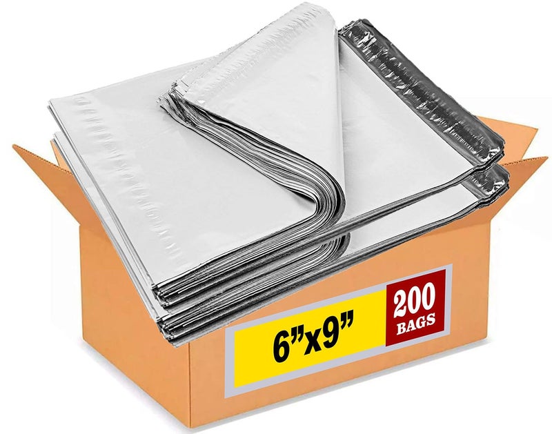 iMBAPrice White Poly Mailers 6x9 Inch, 200-Pack Small Size #1 Poly Mailing Envelopes Bags, Self Seal Adhesive Waterproof and Tear Proof Packing Bag (Total 200 Bags) - Image 1