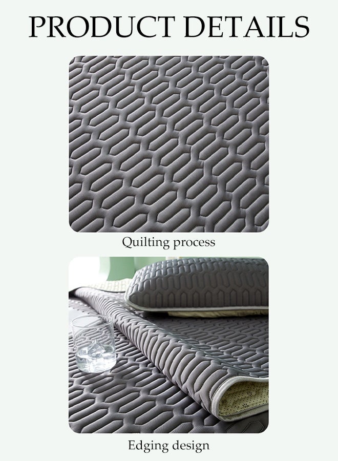 DUNISO 3-Piece of Ice Silk Cooling Bedding Set,Extreme Heat Cooling Bedding Set,Anti-Slip Latex Cool Silk Bed Cover with Pillowcases,for Summer Heat,Breathable Sheets,Night Sweat Relief,180*200CM,Grey - Image 3