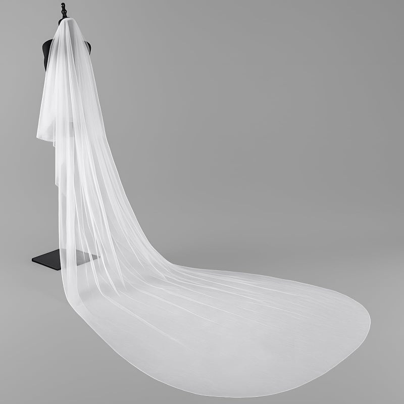 Chicingyou 118" 2 Tier Cathedral Plain Wedding Bridal Veil with Metal Comb Soft Chapel Length Wedding Bridal Veil, Ivory - Image 1