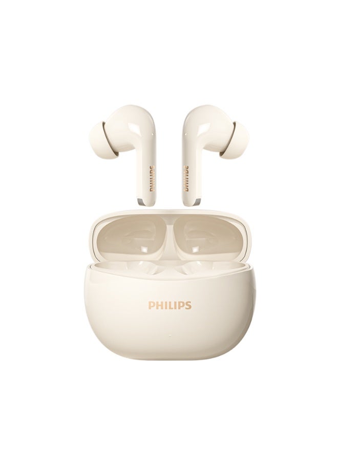 Philips Earbuds, Bluetooth Earbuds, BT Headphone, Open Ear Ring True Open Ear Headphones, True Wireless Earbuds – Bluetooth, In-Ear Headphones with DNS Call Noise Reduction, 28H Playtime, 10mm Bass Driver, 360° Spatial Sound, IPX4 Sweatproof for Sports, Work, Travel & iPhone/Android (TAT1320) White - Image 1
