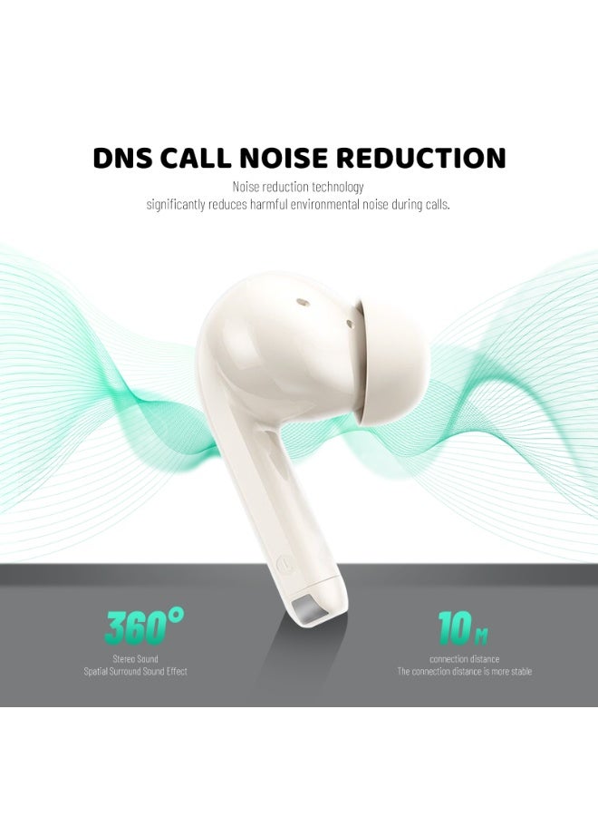 Philips Earbuds, Bluetooth Earbuds, BT Headphone, Open Ear Ring True Open Ear Headphones, True Wireless Earbuds – Bluetooth, In-Ear Headphones with DNS Call Noise Reduction, 28H Playtime, 10mm Bass Driver, 360° Spatial Sound, IPX4 Sweatproof for Sports, Work, Travel & iPhone/Android (TAT1320) White - Image 3