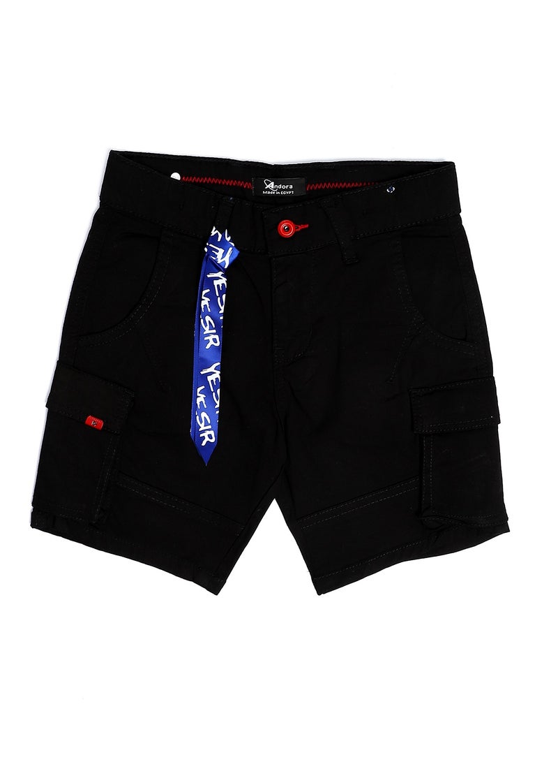 Andora Plain Boys Summer Cargo Short - Black - Image 1