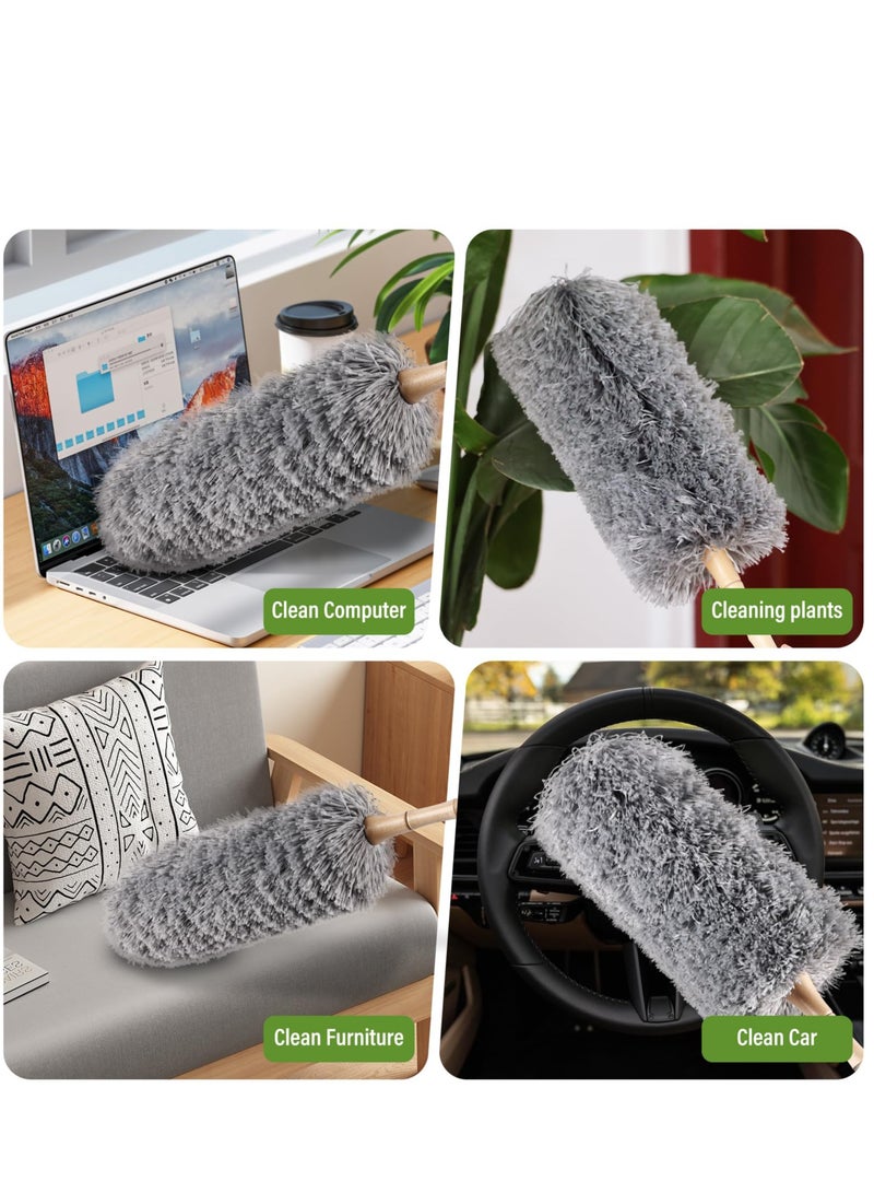 زيريفام zerifm - 2 حزمة من الألياف رقيق المرسب ، المرسب الريش مرنة ، ومناسبة لتنظيف الأثاث والستائر والمكاتب الغبار . رمادي - Image 5