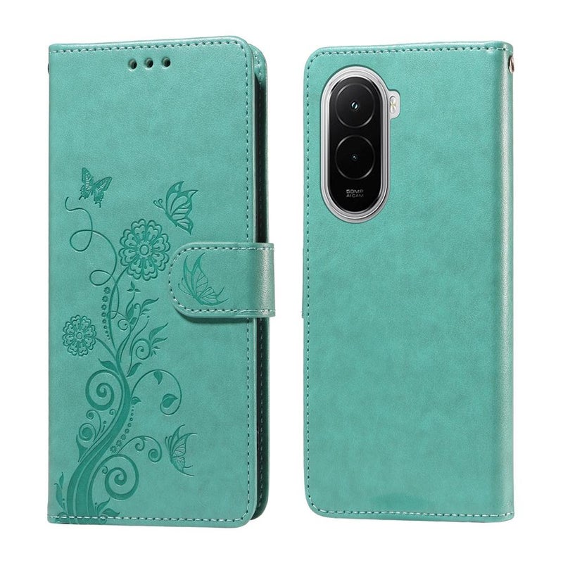 إيروريكس جراب هاتف Xiaomi Poco M7 4G 169 مم من الجلد المنقوش بالزهور (أخضر) - Image 1