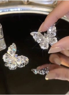 Generic Sparkling Butterfly Stud Earrings, Full of Rhinestone Inlays, Advanced Texture, Implying Blessing, Wealth, Beauty, Suitable for Brides and Fashionable Women，Girls  - Image 5