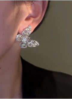 Generic Sparkling Butterfly Stud Earrings, Full of Rhinestone Inlays, Advanced Texture, Implying Blessing, Wealth, Beauty, Suitable for Brides and Fashionable Women，Girls  - Image 3