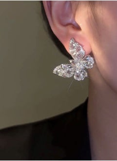 Generic Sparkling Butterfly Stud Earrings, Full of Rhinestone Inlays, Advanced Texture, Implying Blessing, Wealth, Beauty, Suitable for Brides and Fashionable Women，Girls  - Image 4