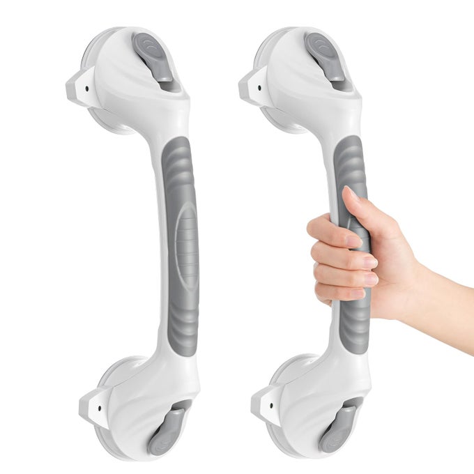 2 X SHOWER HANDLES, NO DRILLING, 38 CM, SHOWER HANDLE WITH SUCTION CUP, 2024 A REDESIGNED