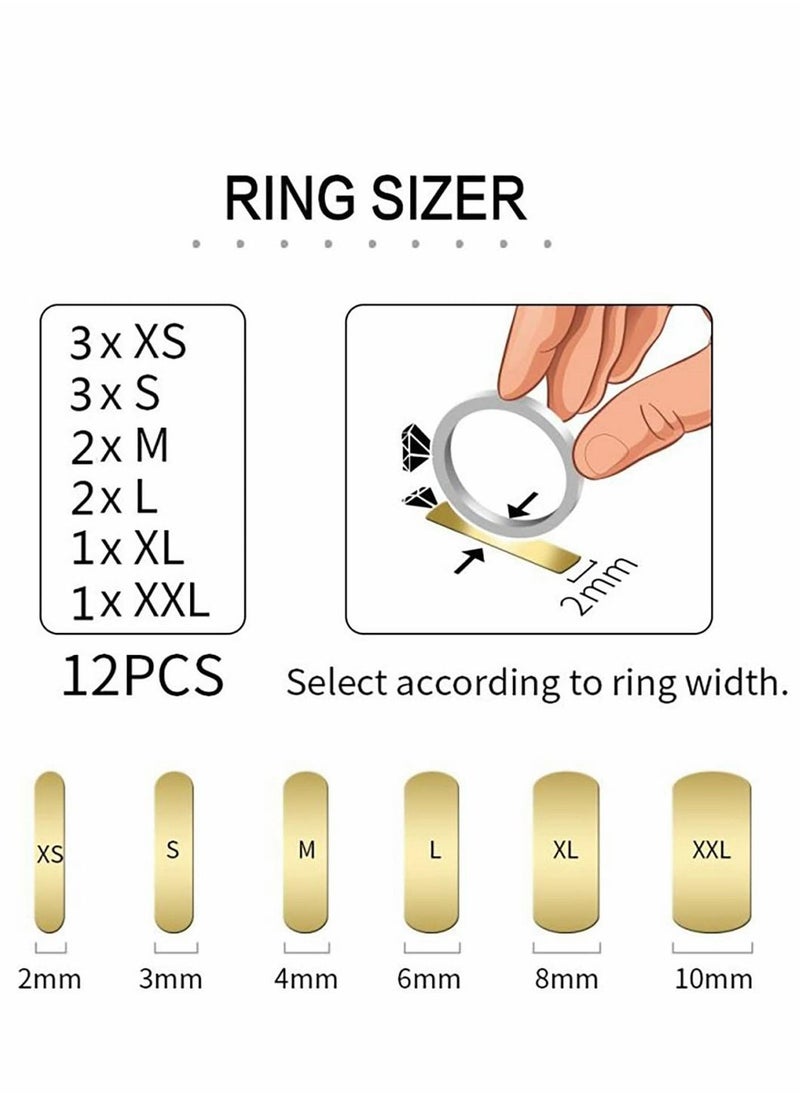 Generic - Ring Size Adjuster, Invisible Ring Size Adjuster for Loose Rings with 6 Sizes, Ring Adjuster Fit Any Rings Guard Spacer, Ring Size Reducer Spacer Ring Guard With Wiping Cloth, 12 Pcs - Image 1