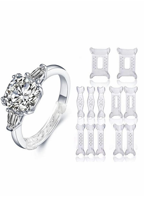 Ring Size Adjuster, Invisible Ring Size Adjuster for Loose Rings with 6 Sizes, Ring Adjuster Fit Any Rings Guard Spacer, Ring Size Reducer Spacer Ring Guard With Wiping Cloth, 12 Pcs