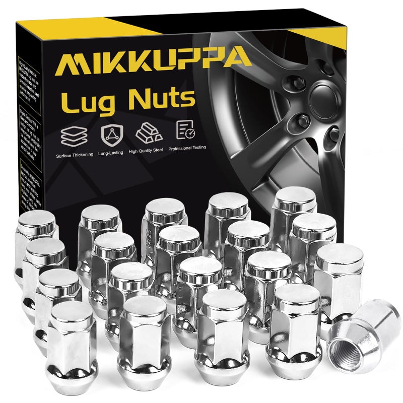 MIKKUPPA M12x1.25 Lug Nuts - Replacement for Nissan Altima Maxima Pathfinder Rogue Sentra, Subaru Outback Forester Aftermarket Wheel - 20pcs Chrome Closed End Lug Nuts - Image 1