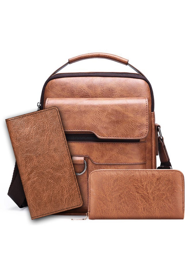 Generic Shoulder Bag Men's Casual Messenger Bag Men's Document Small Backpack Korean Business Shoulder Bag Vertical-Color:1106 Non-standard Card + Long Wallet + Handbag - Image 1