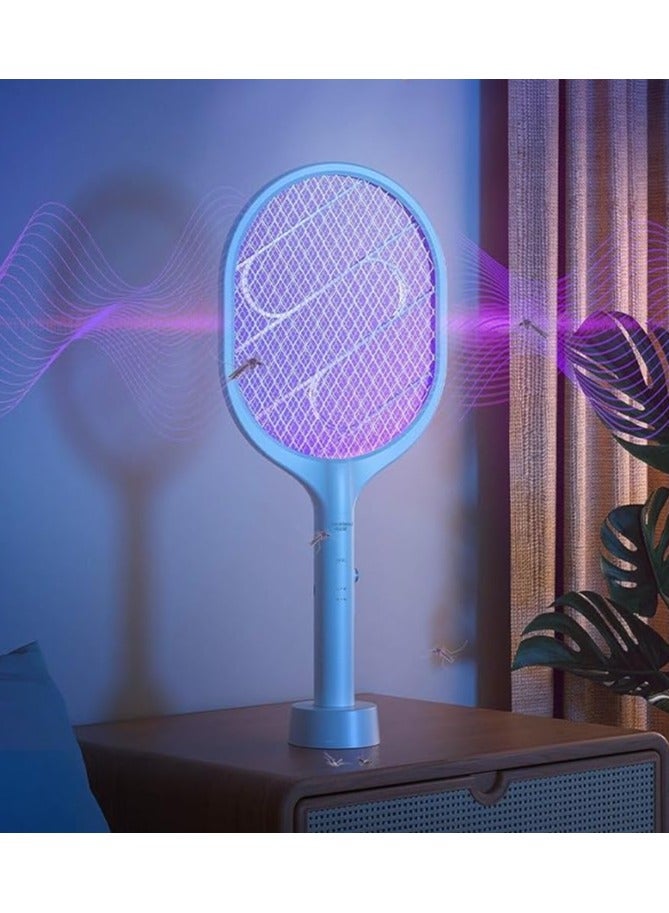 in 1 Dual Modes Electric Bug Zapper : Handheld Fly Swatter with USB Rechargeable Base Mosquito Killer with Purple Mosquito Light for Home Bedroom Kitchen Office Backyard Patio Camping - Image 5
